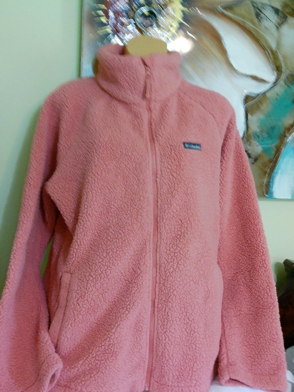 COLUMBIA JACKET PINK PEACHY COLOR SIZE L GOOD CONDITION